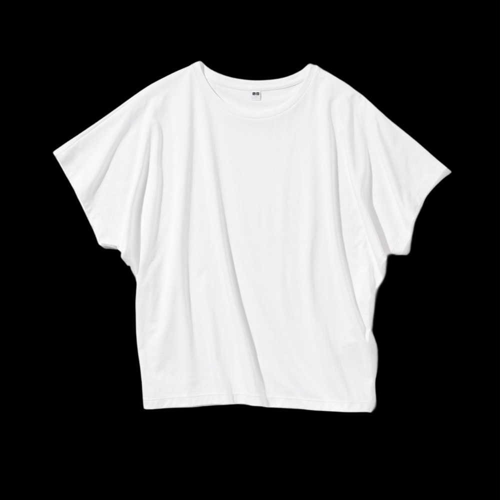 Uniqlo Airism Drape T-Shirt, Short Sleeve Top, White, XS